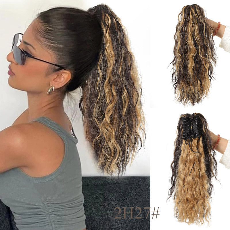🩷 18 Inch Curly Wavy Frizzy Hair Extension with Ponytail