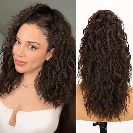18 Inch Curly Wavy Frizzy Hair Extension with Ponytail