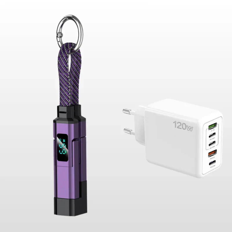 š„4-in-1 Digital Display Keychain Charging Cable
