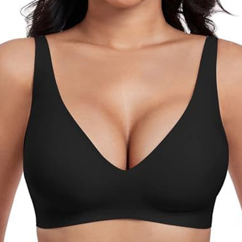 Conjunto de 2 Piezas 💕 Sujetadores inalámbricos para mujer, cómodos, tipo bralette push-up, sin costuras, escote en V profundo, ideales para el uso diario