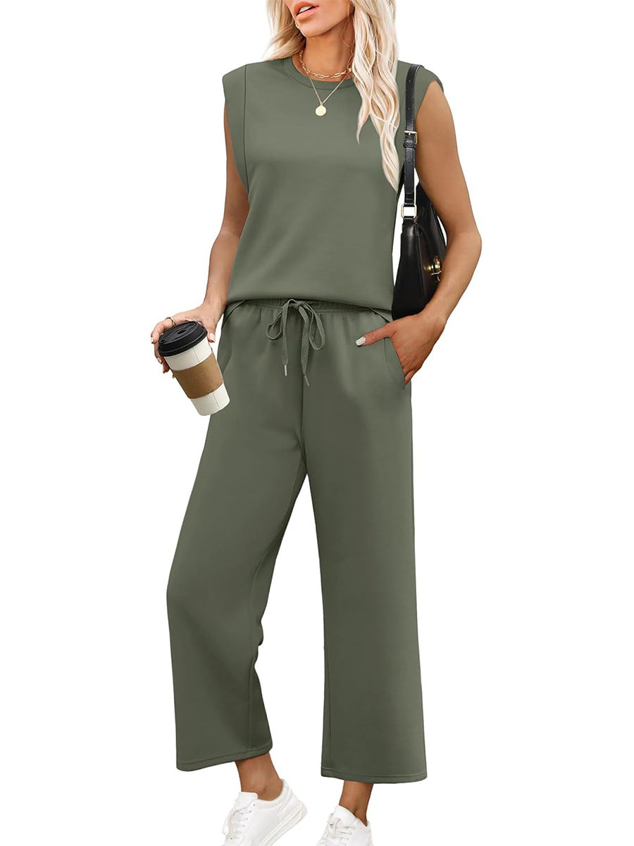 💕2025 Hot Sale 50% OFF🔥2025 New Women's Sleeveless Top & Wide-Leg Pants 2-Piece Set