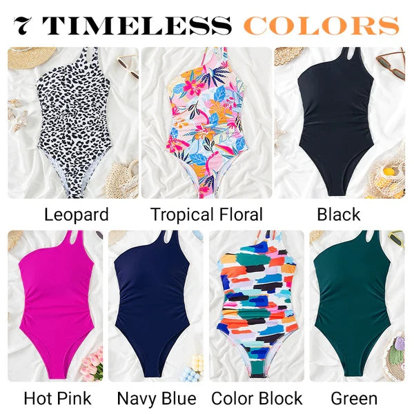 💖LAST DAY SPECIAL PRICE: £13.99!!💖Women's Cutout One Shoulder One Piece Swimsuit👙