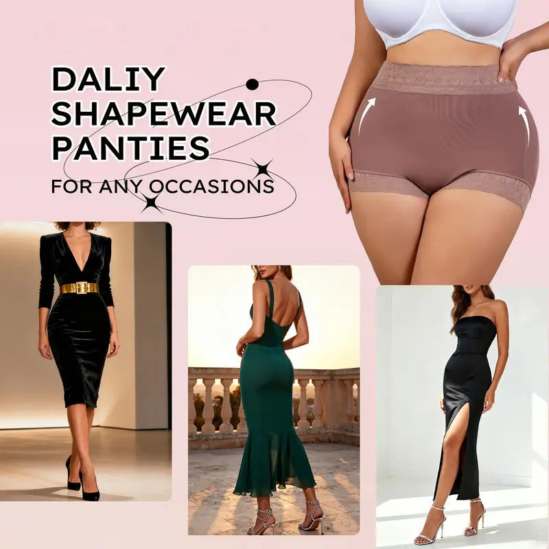 High Waist Shapewear Panty with Anti-Slip Silicone Band - Stretchy Breathable & Seamless Tummy Control Butt Lifting