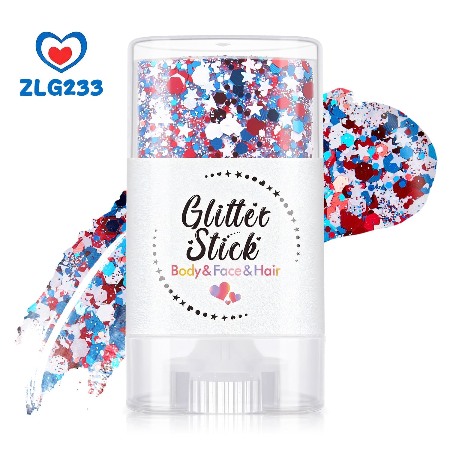 3-in-1 Patriotic Glow😍✨Red, White & Blue Glitter Body Stick