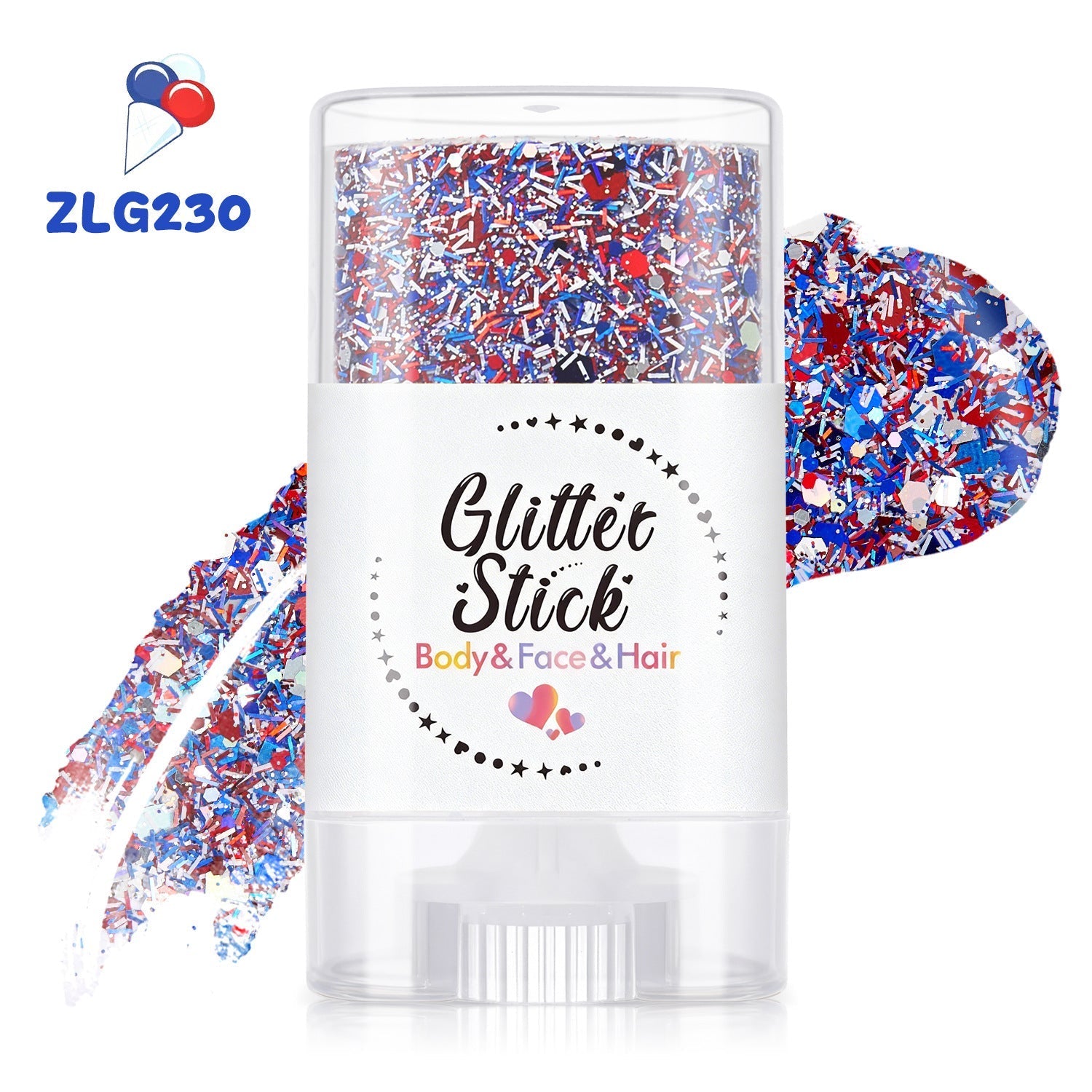 3-in-1 Patriotic Glow😍✨Red, White & Blue Glitter Body Stick