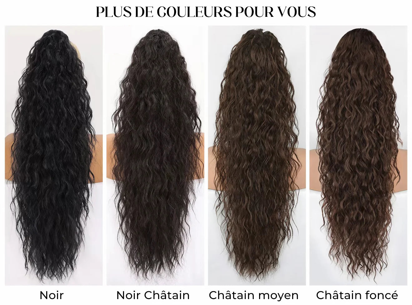 Extension de Cheveux Bouclés Ondulés et Volumineux avec Queue de Cheval