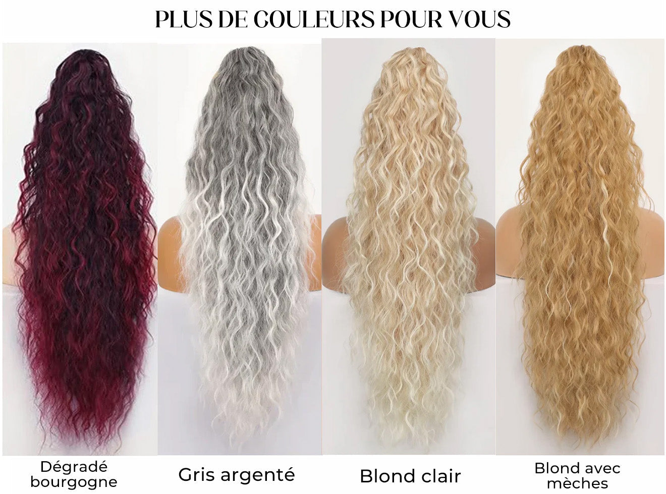 Extension de Cheveux Bouclés Ondulés et Volumineux avec Queue de Cheval