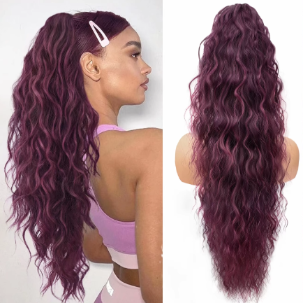 Extension de Cheveux Bouclés Ondulés et Volumineux avec Queue de Cheval