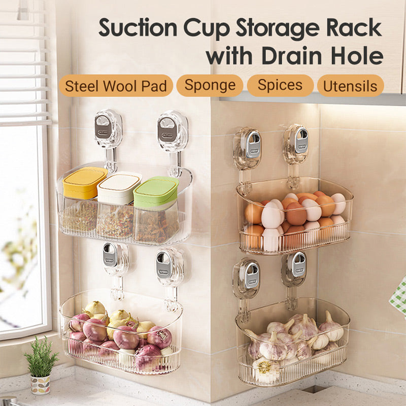 ð¥Limited Time 50% OFFð¥Suction Cup Storage Rack with Drain Hole