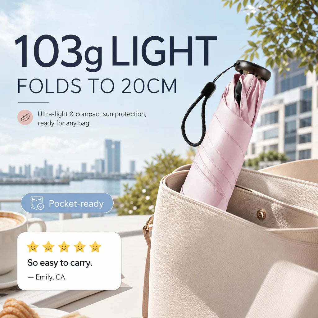 ✨ Say Goodbye to Bulky Umbrellas – Ultra-Light Sun & Rain Protection for On-the-Go! ✨