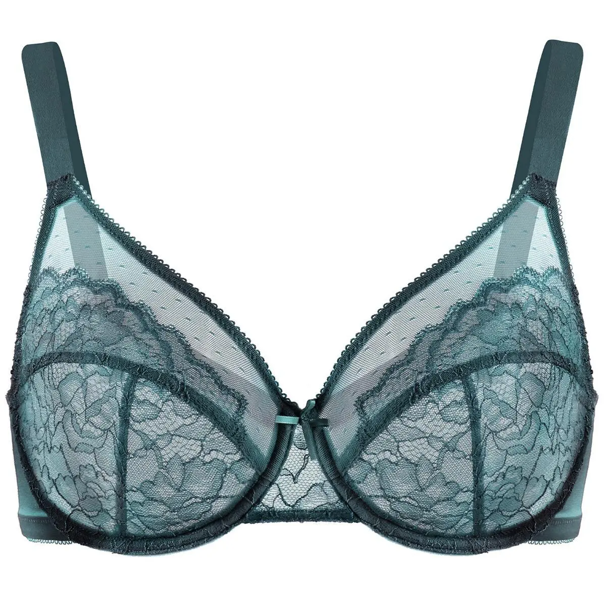 💜Enchante Floral Lace Plus Size Underwire Unlined Unpadded Minimizer Full Coverage Bra Women's Wear Comfortable Breathable Mesh Cup
