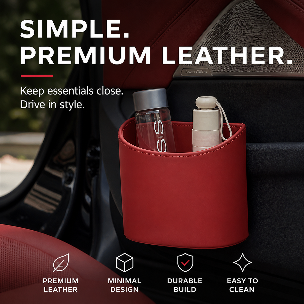 🚗 🚗🚗Leather Car Door Cup Holder – Wide‑mouth opening, easy reach for drinks & phone. Clip‑on secure fit. PU leather, tough & stylish. 🛡️✨