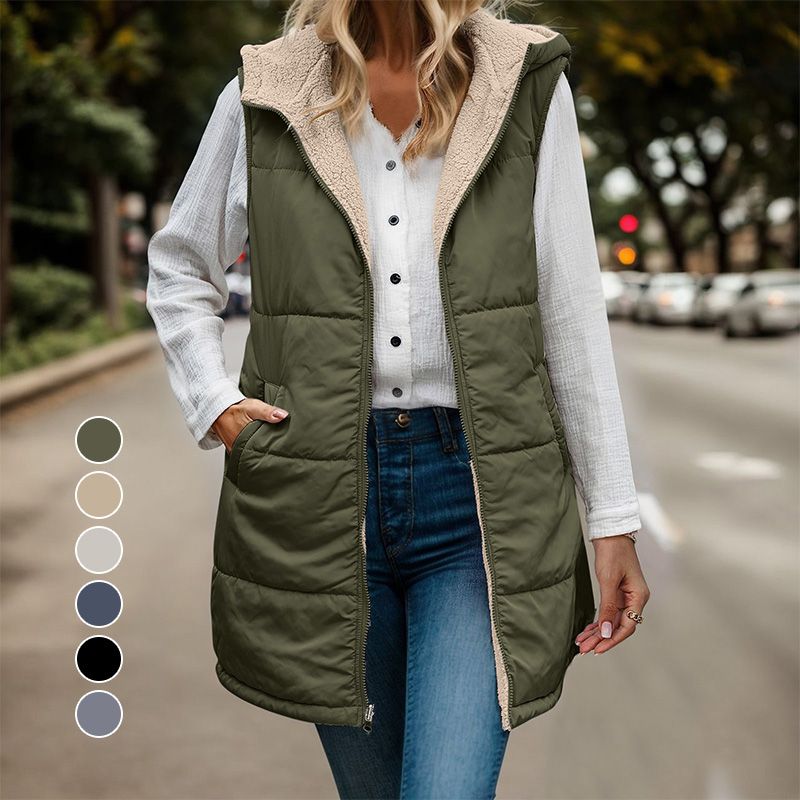 š„Limited Time 50% Off š„Great Gift! Women's Fall Reversible Vest Sleeveless Faux Fleece Jacket