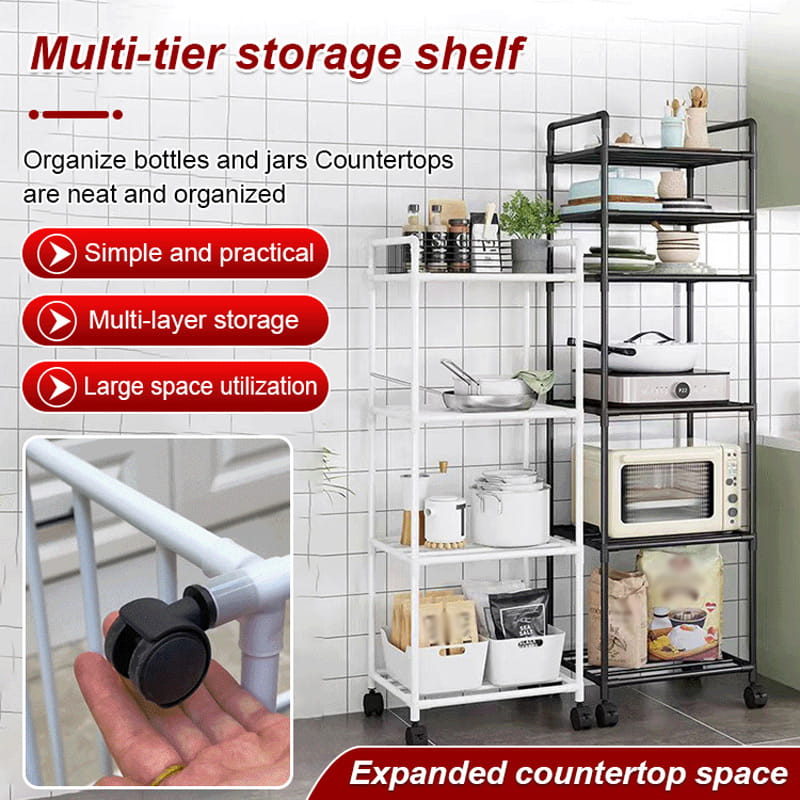 ð¥Limited Time 50% OFFð¥Multi-Tier Storage Shelf with Sliding Wheels