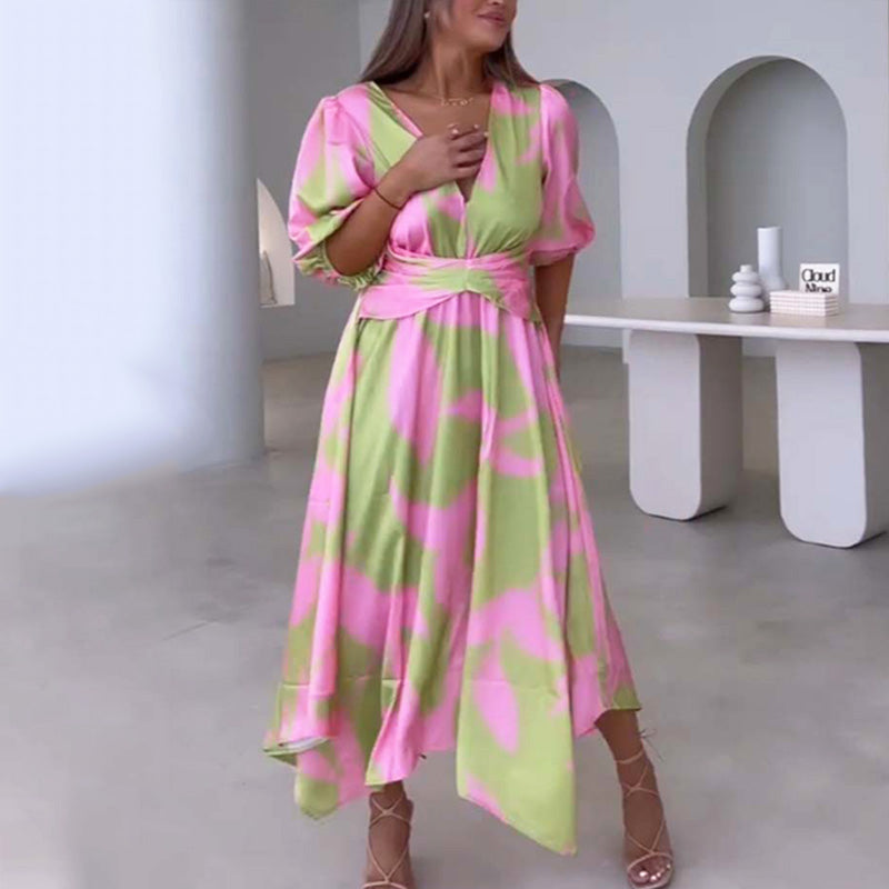 ð¥Limited time 50% offð¥Elegant Color-Blocking V-Neck Waist-Cinching Dress