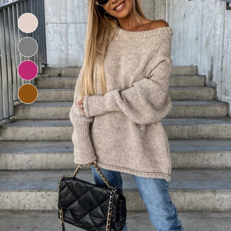 ð¥Limited Time 50% OFFð¥Women's Solid Knitted Round Neck Sweater