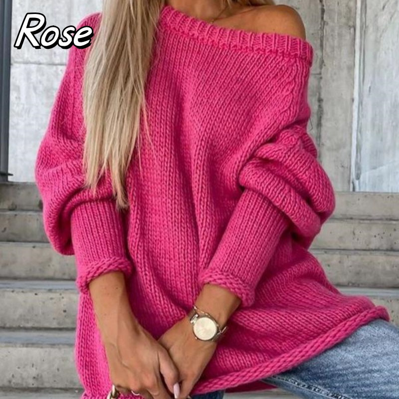 ð¥Limited Time 50% OFFð¥Women's Solid Knitted Round Neck Sweater