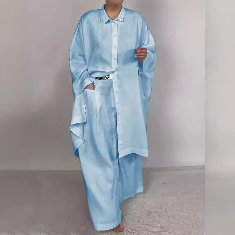 ð¥Autumn Sale 49% OFFð¥Shirt and Wide Leg Pants 2-Piece Set
