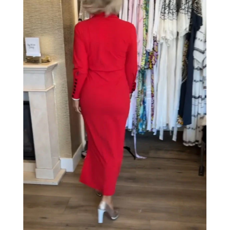 ð¥Limited Time 50% OFFð¥Women's Sexy Red Long Sleeve Lapel Dress