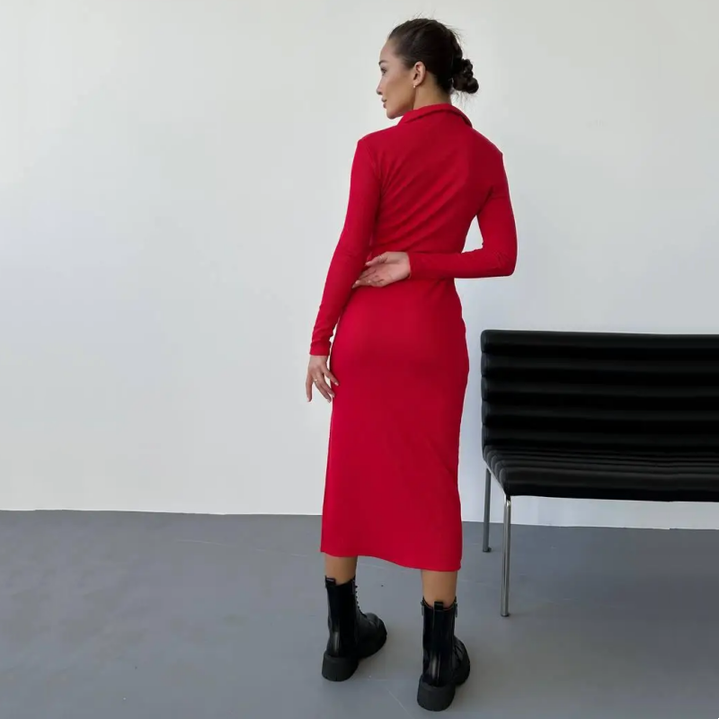 ð¥Limited Time 50% OFFð¥Women's Sexy Red Long Sleeve Lapel Dress