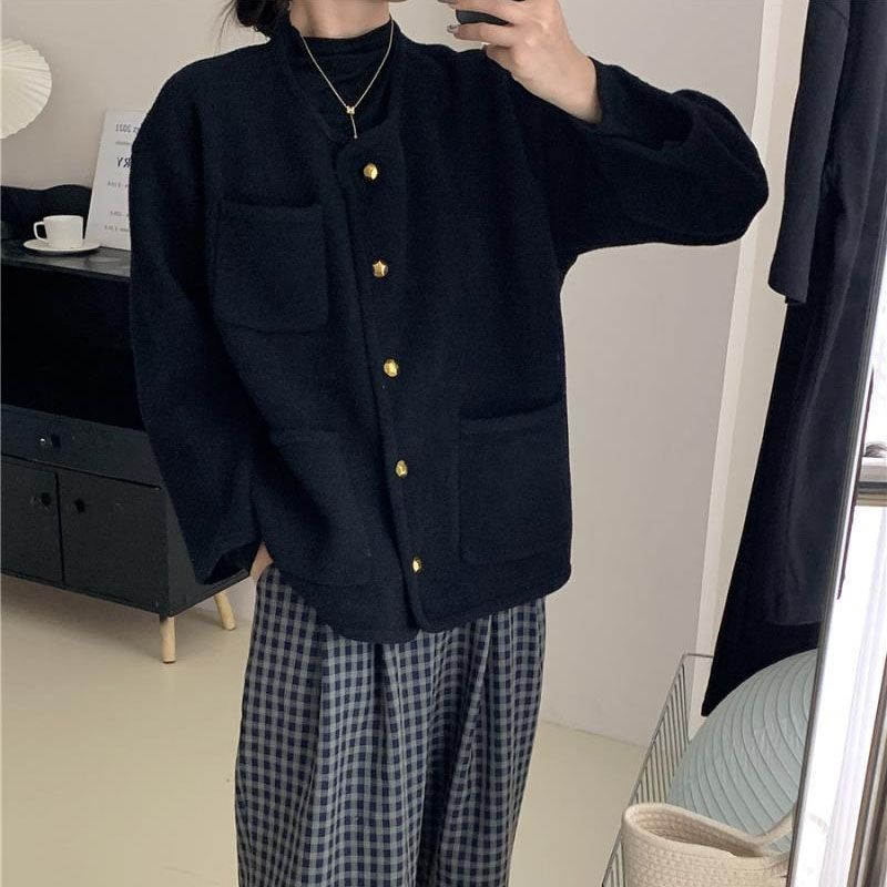 ð¥Limited time 50% offð¥Simple Temperament Metal Button Short Coat for women
