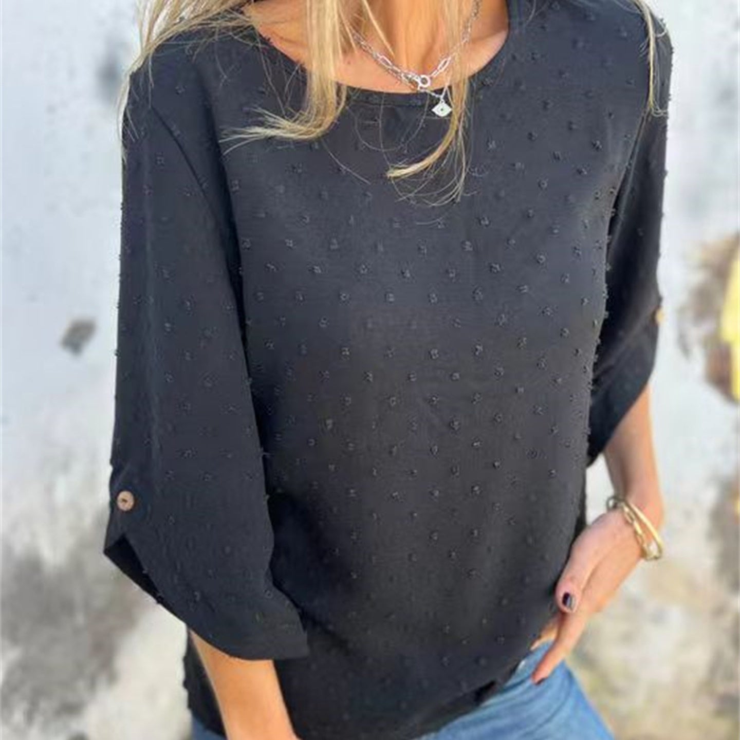 ð¥Limited Time 50% OFFð¥Women's Casual Round Neck Jacquard Top