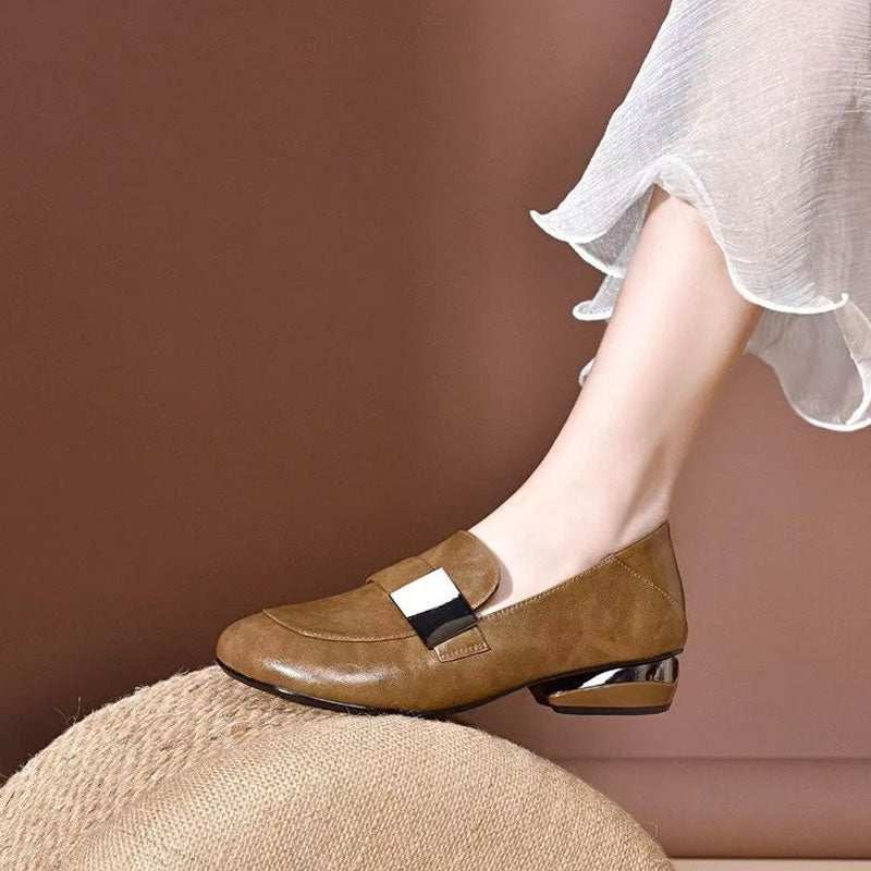 🔥Limited Time 50% Off 🔥Women's Round Toe Chunky Heel Flat Shoes