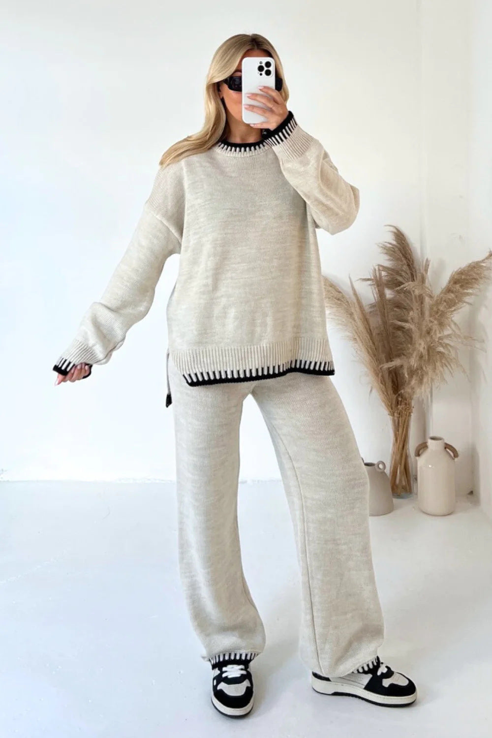 š„Limited Time 50% Off š„Solid Color Casual Knitted Two-piece Set