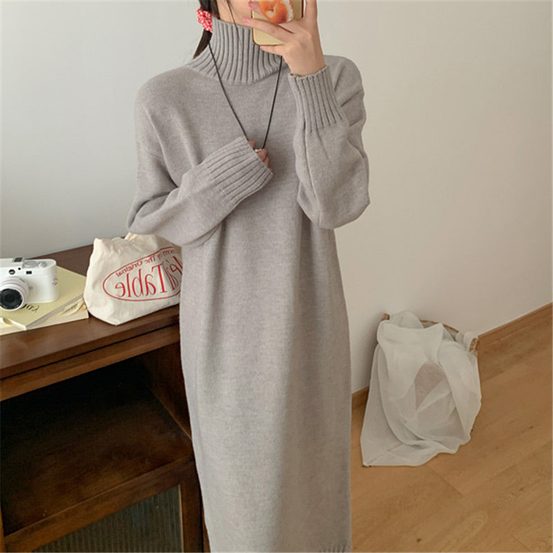 š„Limited Time 50% Off š„Elegant Loose Solid Color Turtleneck Knit Dress