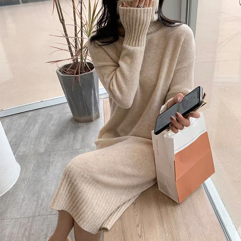 š„Limited Time 50% Off š„Elegant Loose Solid Color Turtleneck Knit Dress