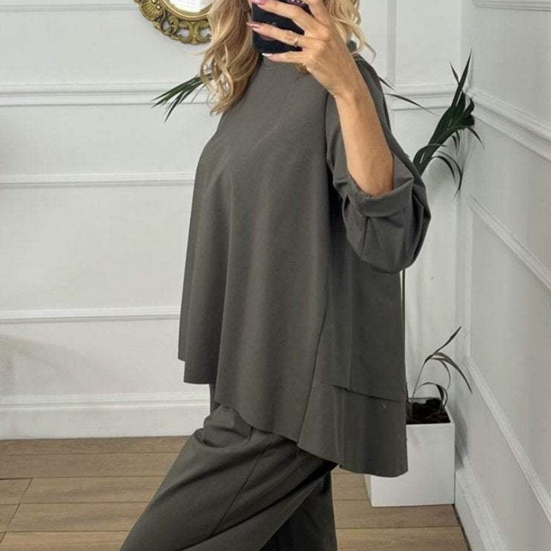ð¥Limited Time 50% OFFð¥Women's Casual Solid Color Long Sleeve 2 Piece Set