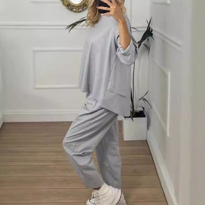 ð¥Limited Time 50% OFFð¥Women's Casual Solid Color Long Sleeve 2 Piece Set