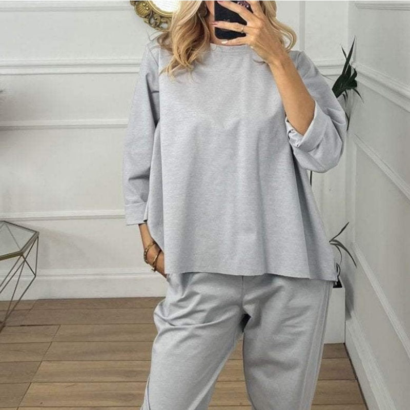 ð¥Limited Time 50% OFFð¥Women's Casual Solid Color Long Sleeve 2 Piece Set
