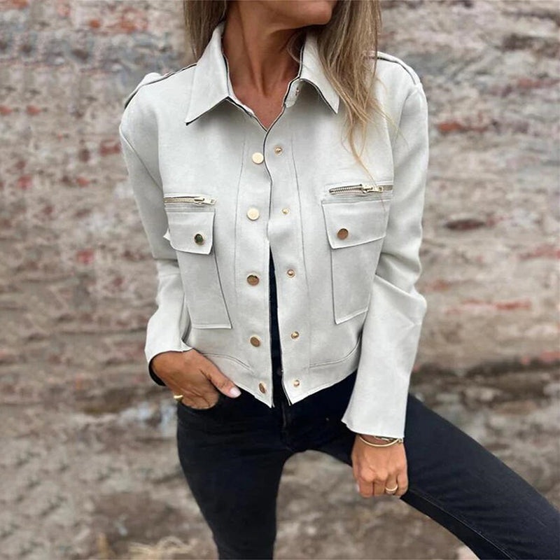 ð¥Limited Time 50% OFFð¥Women's Faux Suede Button-Down Utility Jacket
