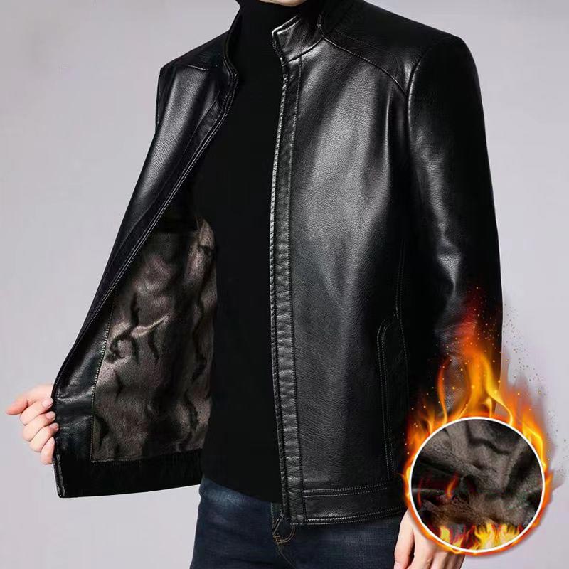 š„Limited Time 50% Off š„Menās Warm Plush Lining Leather Jacket Coat - Gift for Him!