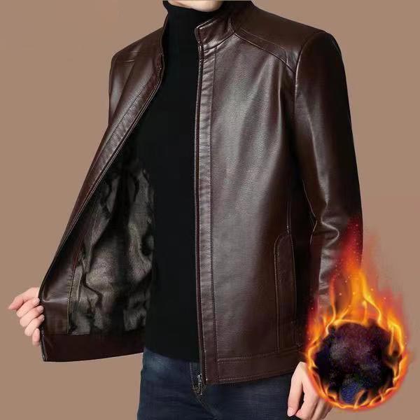 š„Limited Time 50% Off š„Menās Warm Plush Lining Leather Jacket Coat - Gift for Him!