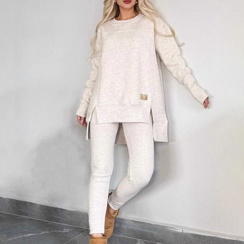 🎅Xmas Sales - 50% OFF🎄Slit High Low Hem Sweatshirt & Bodycon Pants Set