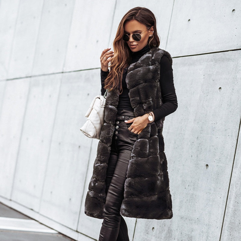 🎅Xmas Sales - 50% OFF🎄Women's Winter Warm Faux Fur Long Vest