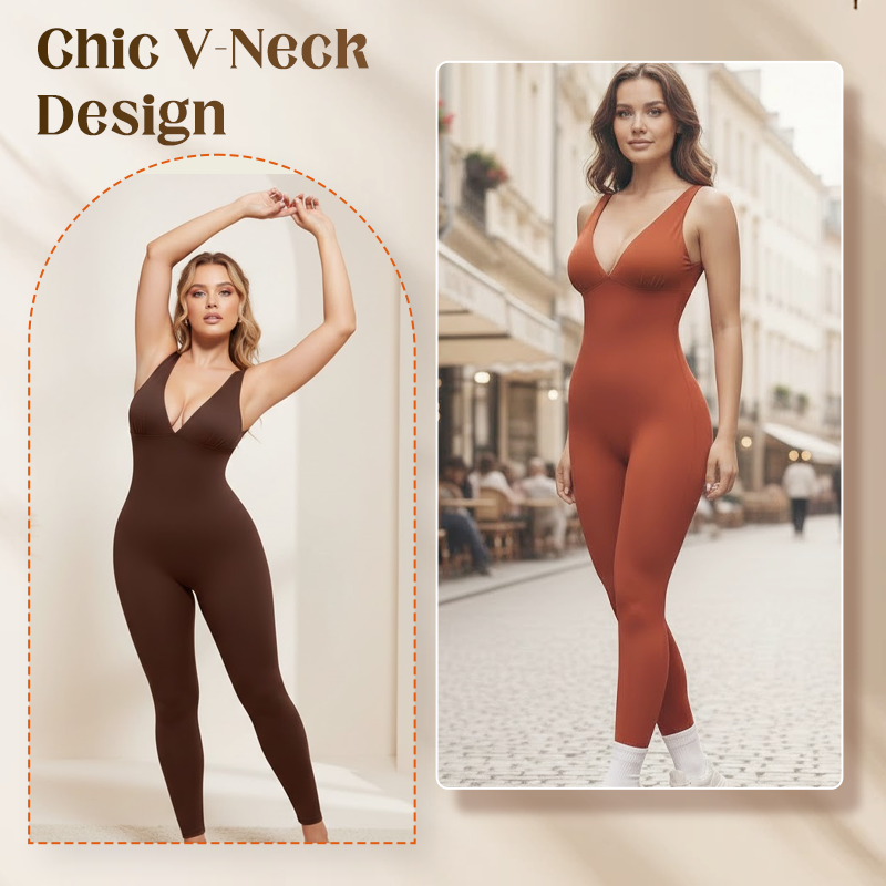 π50K+ SOLD!πΈHigh-Stretch V-Neck Jumpsuit β All-day ease for fitness & beyond. Breathable, flexible & effortlessly chic. Your go-to for movement. π§ββοΈπ«
