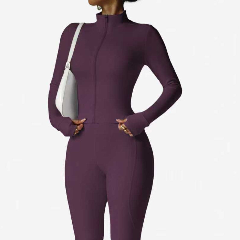 Women's 2-Piece Zip-Up Tracksuit Set with Flared Pants