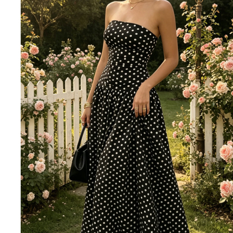 Women’s Fashion Polka Dot Strapless Dress