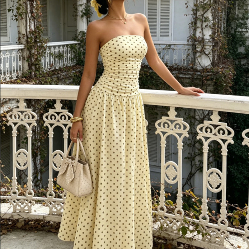 Women’s Fashion Polka Dot Strapless Dress