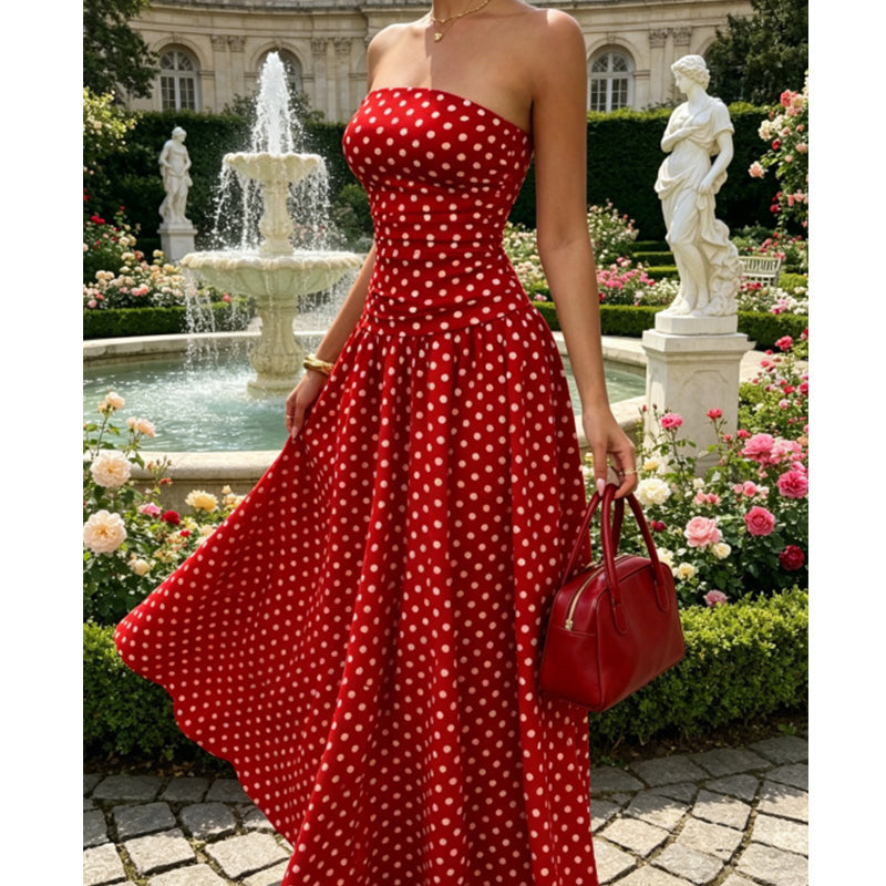 Women’s Fashion Polka Dot Strapless Dress