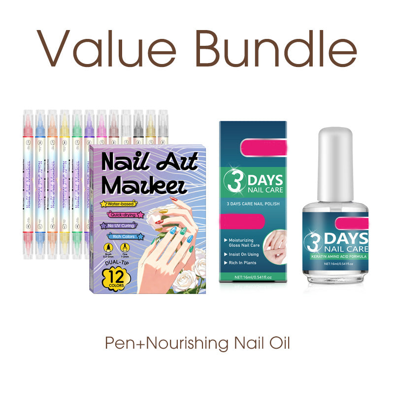 💞Dual-Tip Nail Art Marker Pen Set Quick‑dry, no UV lamp. Fine & brush tips. 12/24 vibrant colors.
