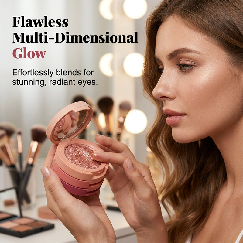 3-Color Stackable Eyeshadow Palette with Mirror