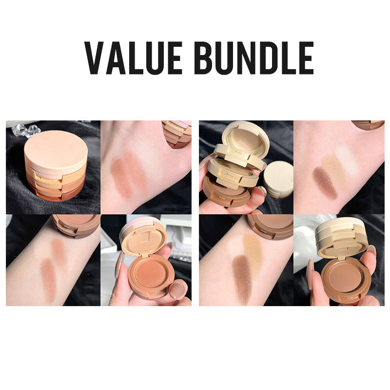 3-Color Stackable Eyeshadow Palette with Mirror