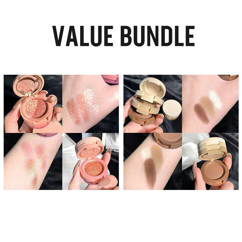 3-Color Stackable Eyeshadow Palette with Mirror