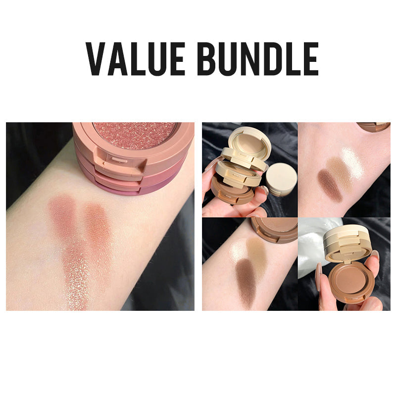 3-Color Stackable Eyeshadow Palette with Mirror