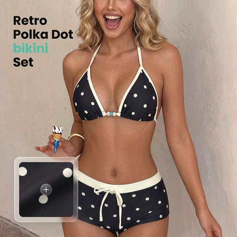 👙Polka Dot Halter Bikini Set