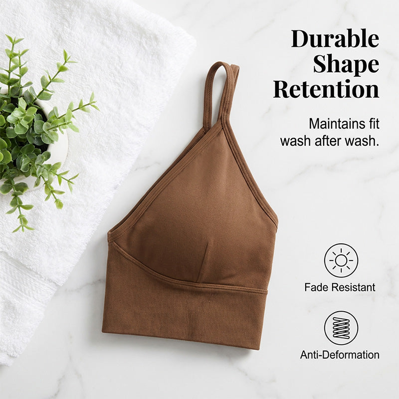 Women's Seamless Ribbed V-Neck Sports Bra